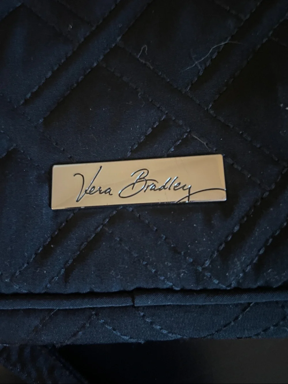 Vera Bradley Quilted Black Laptop Tote with Chain Strap